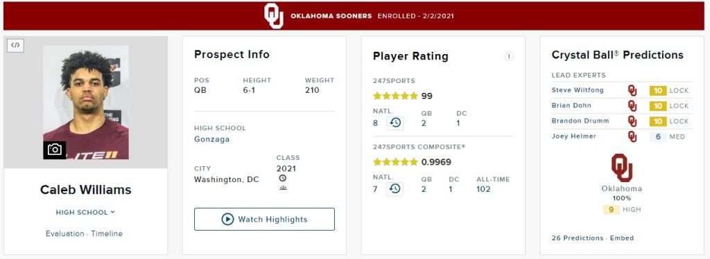 Caleb Williams Scouting Profile