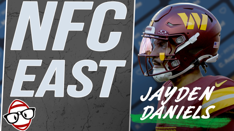 Thumbnail for NFC East Breakdown featuring a picture of Jayden Daniels