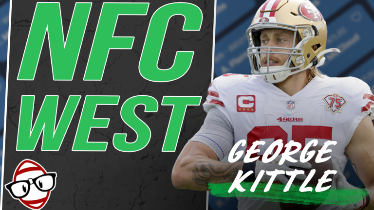 Thumbnail for NFC West Dynasty Fantasy Football episode with George Kittle on the cover.