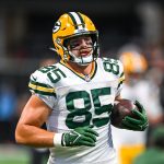 Tucker Kraft finishes a play and prepares to be featured in the Week 3 fantasy football trade advice