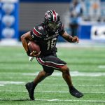 LaNorris Sellers takes off in a Saturday football game, part of why he's featured in the 2026 2-Round Superflex Rookie Mock Draft