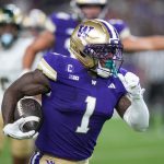 Jonah Coleman rushes down the sideline on his way to being featured in the 1QB 2-Round 1QB Rookie Mock Draft