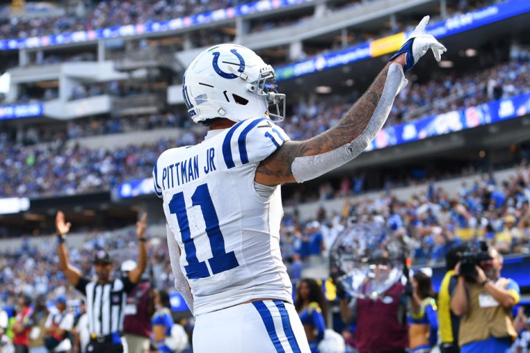 Michael Pittman WR featured in the Week 12 NFL Cheat Sheet DFS Prop Betting CheatChart